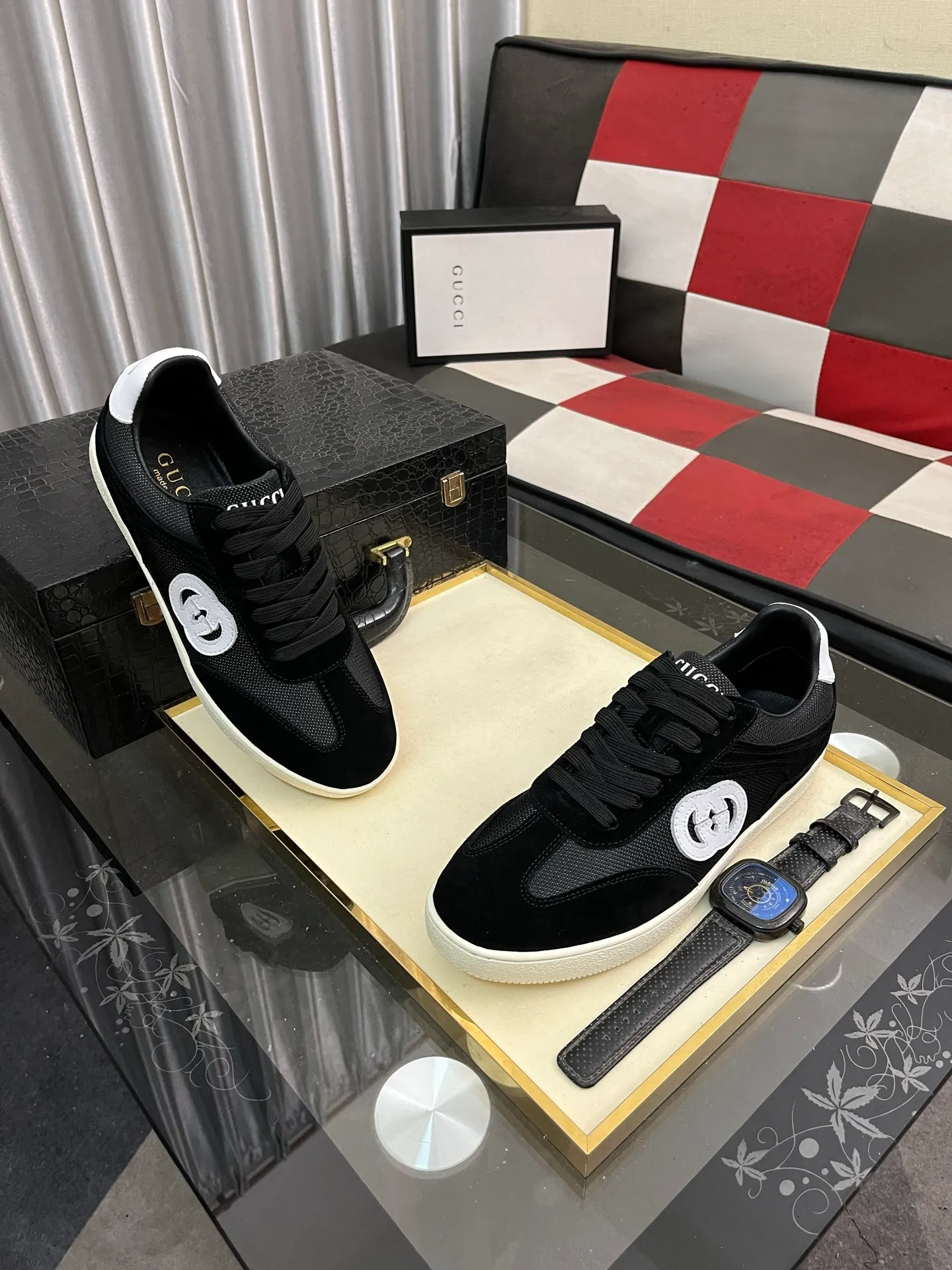 Men's shoes 💰400⌚️⌚️《GUCCI》The latest hot-selling casual shoes, top brand [seduce] luxury~purchase, top~quality. Products sold at the counter [strong] Original embossed calfskin fabric ➕ Comfortable sheepskin lining, code number: 38-443️⃣colors available